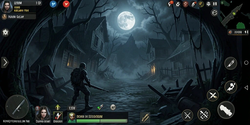 Tangkapan layar D200M menampilkan suasana mencekam dan gameplay yang intens.