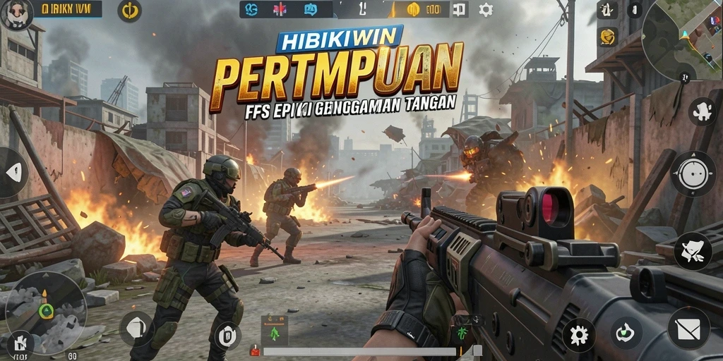 Gameplay HIBIKIWIN dengan aksi tembak-menembak yang mendebarkan.