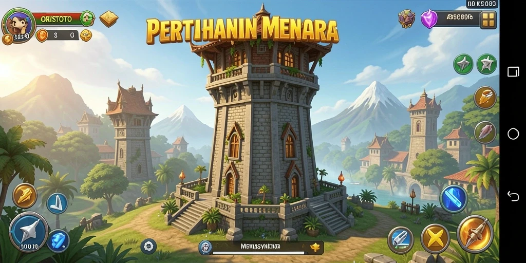 Tangkapan layar ORISTOTO menampilkan serangan menara dalam aksi.