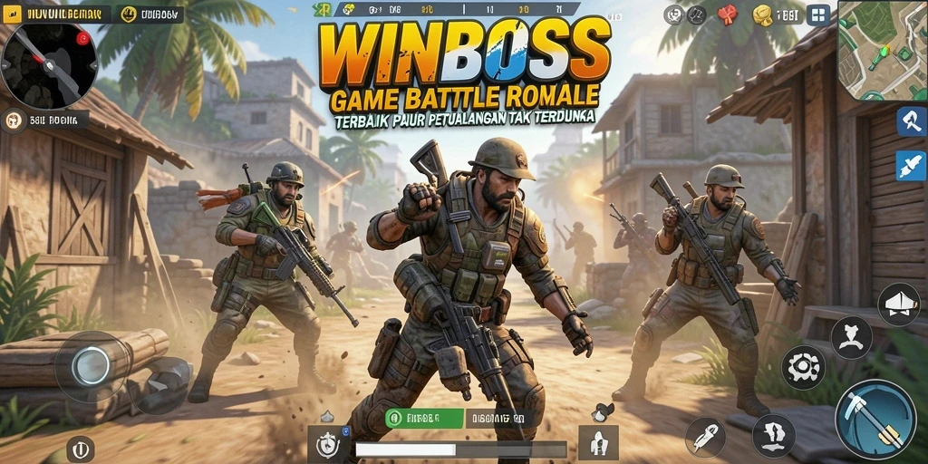 Gameplay seru dari WINBOSS dalam arena Battle Royale yang intens.