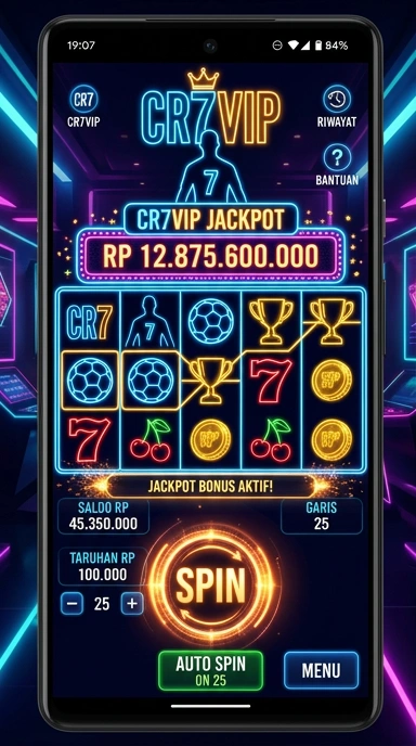 Tampilan antarmuka utama aplikasi cr7vip.